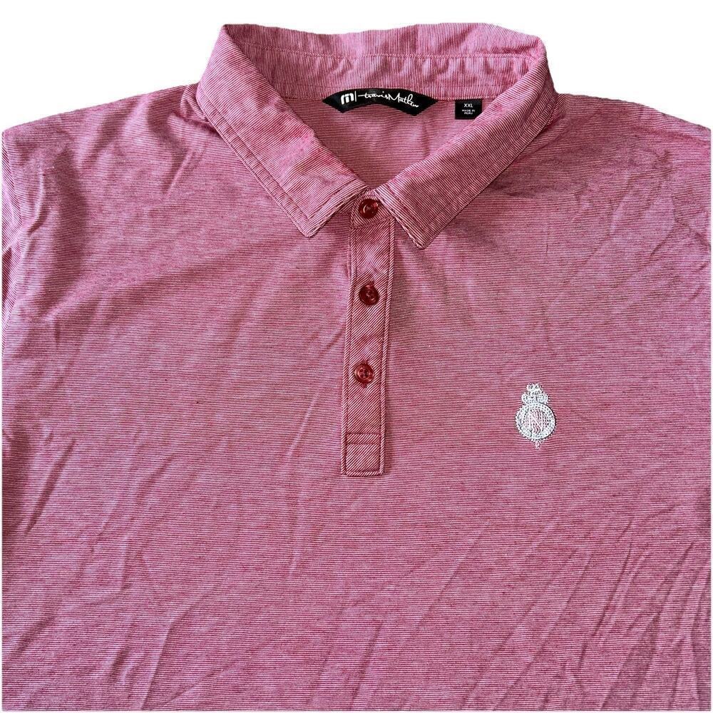 Travis Mathew Golf Polo Shirt Mens Size XXL Club at Nevillewood Logo Red/Pink